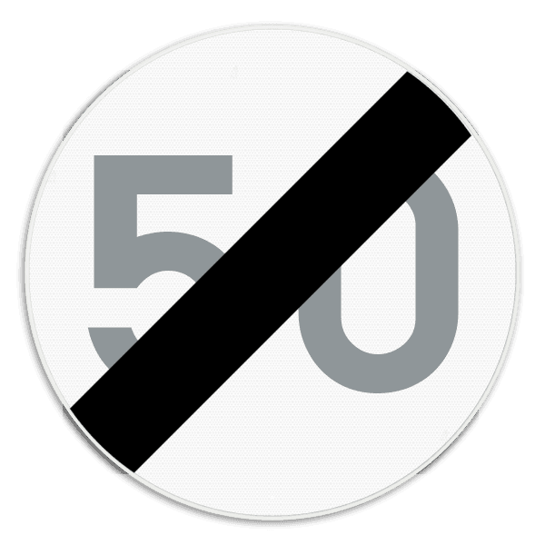 Panneau SB250 - C45 - Fin de la limitation de vitesse imposée par le signal C43