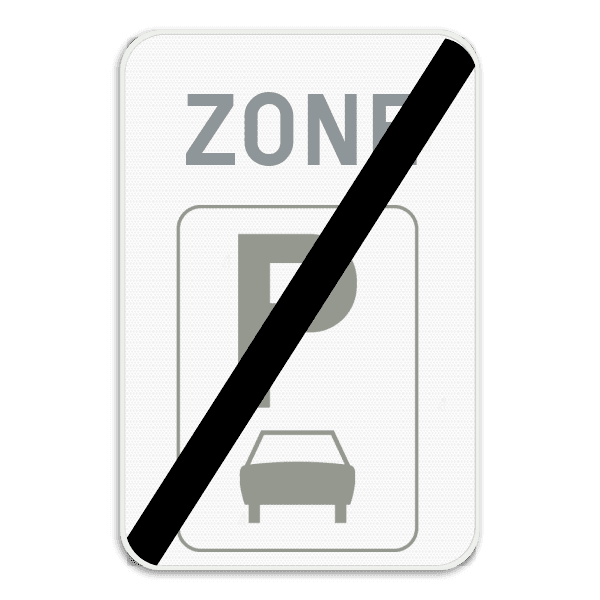 Zonebord SB250 ZE9a/ - Einde parkeerzone voor motorfietsen, auto’s en minibussen
