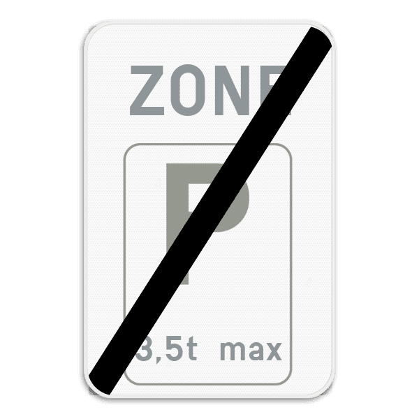 Zonebord SB250 ZE9T/ - Einde parkeerzone met beperking of aanvulling