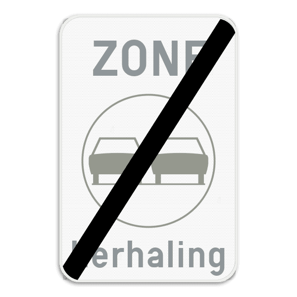 Zonebord SB250 ZC35T/ – Einde zone verboden links inhalen - met tekstvak