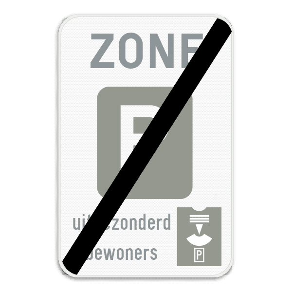 Zonebord SB250 ZE9a parkeerschijf/ - Einde parkeerzone met parkeerschijf