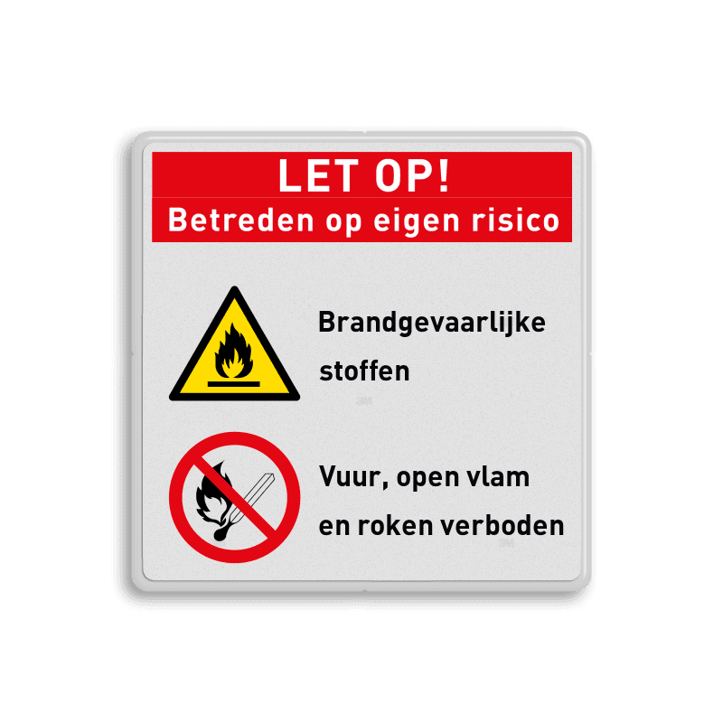 Veiligheidsbord Brandgevaarlijke stoffen met Vuur, open vlam en roken verboden
