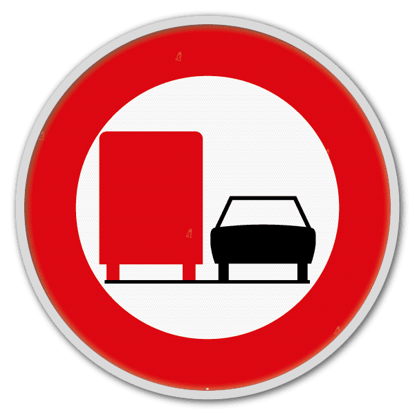 Panneau G2000 - C39 - Dépassement interdit pour les véhicules affectés au transport de choses, dont la masse maximale autorisée dépasse 3.500 kg