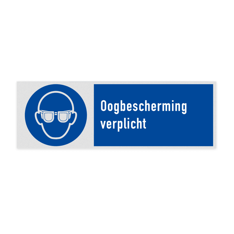 Veiligheidsbord met pictogram en tekst Oogbescherming verplicht