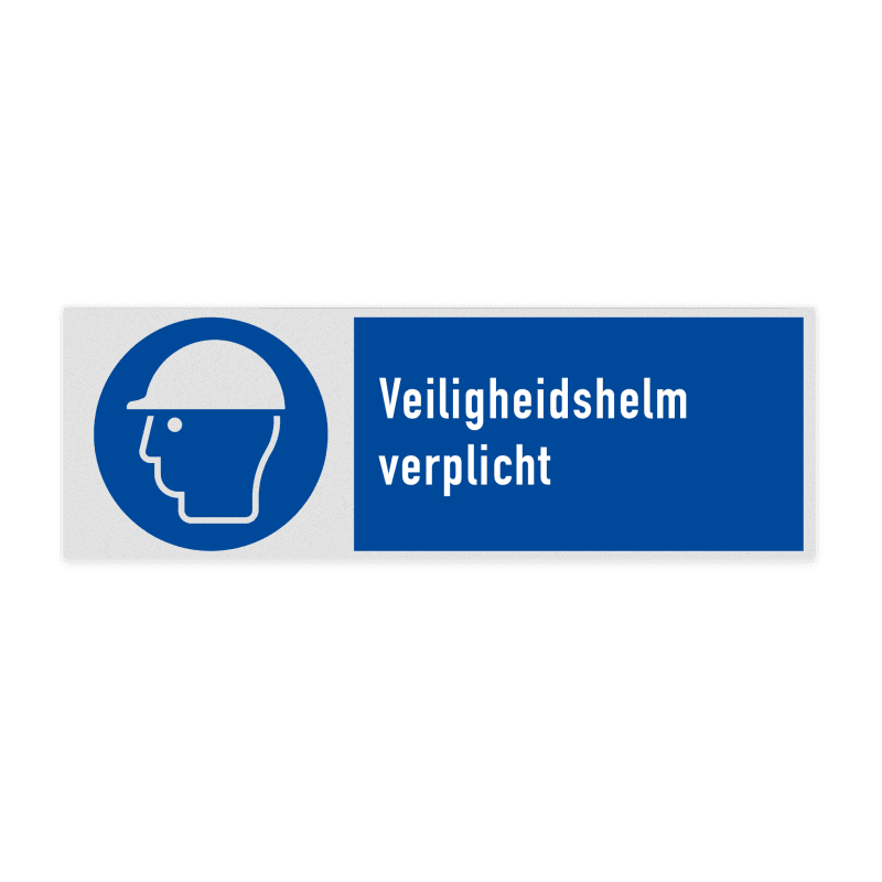 Veiligheidsbord met pictogram en tekst Veiligheidshelm verplicht