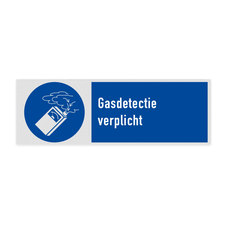 Veiligheidsbord met pictogram en tekst Gasdetectie verplicht