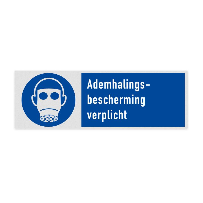 Veiligheidsbord met pictogram en tekst Ademhalingsbescherming verplicht
