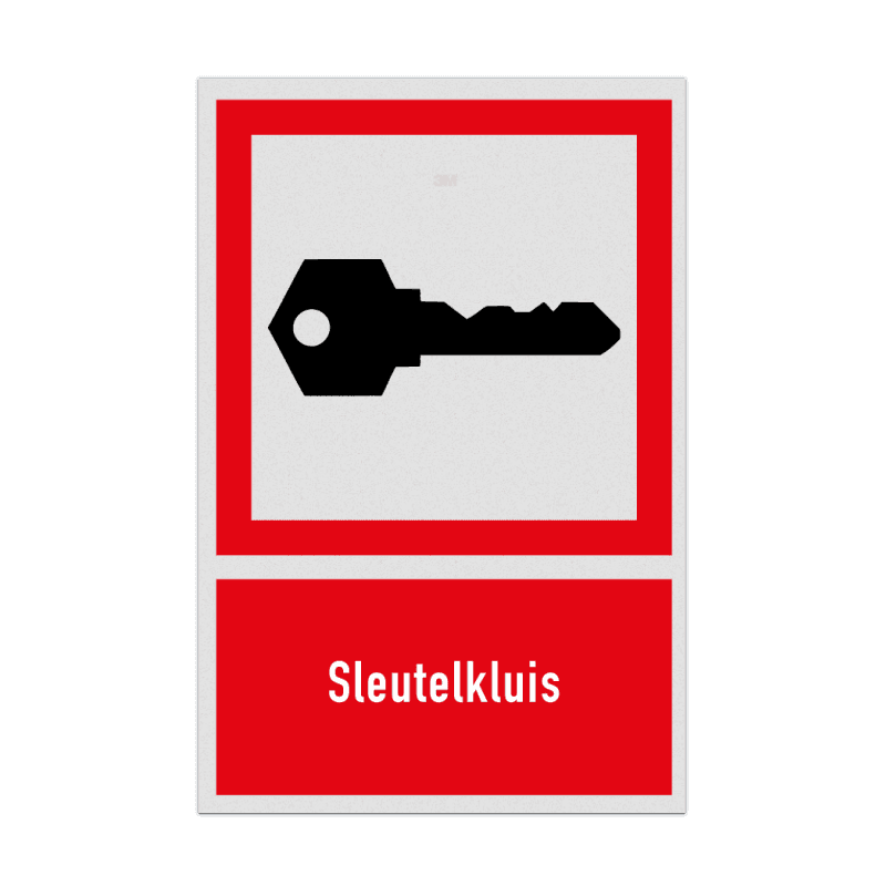 Brand bord Sleutelkluis met tekst