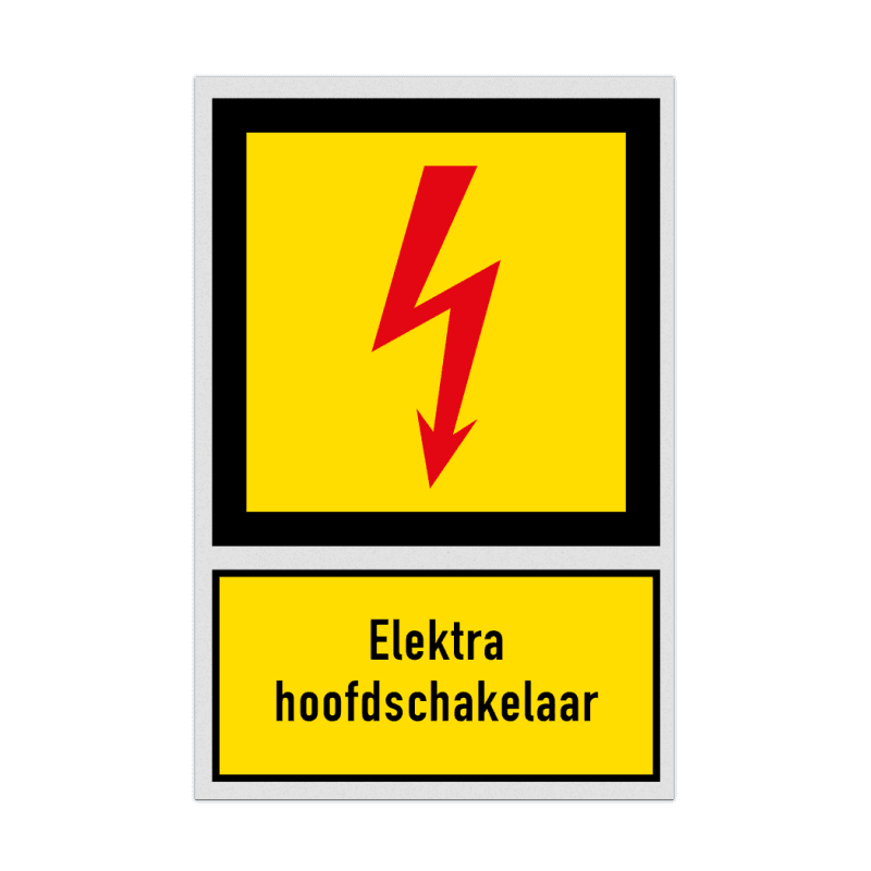 Bord met pictogram en tekst Elektra hoofdschakelaar