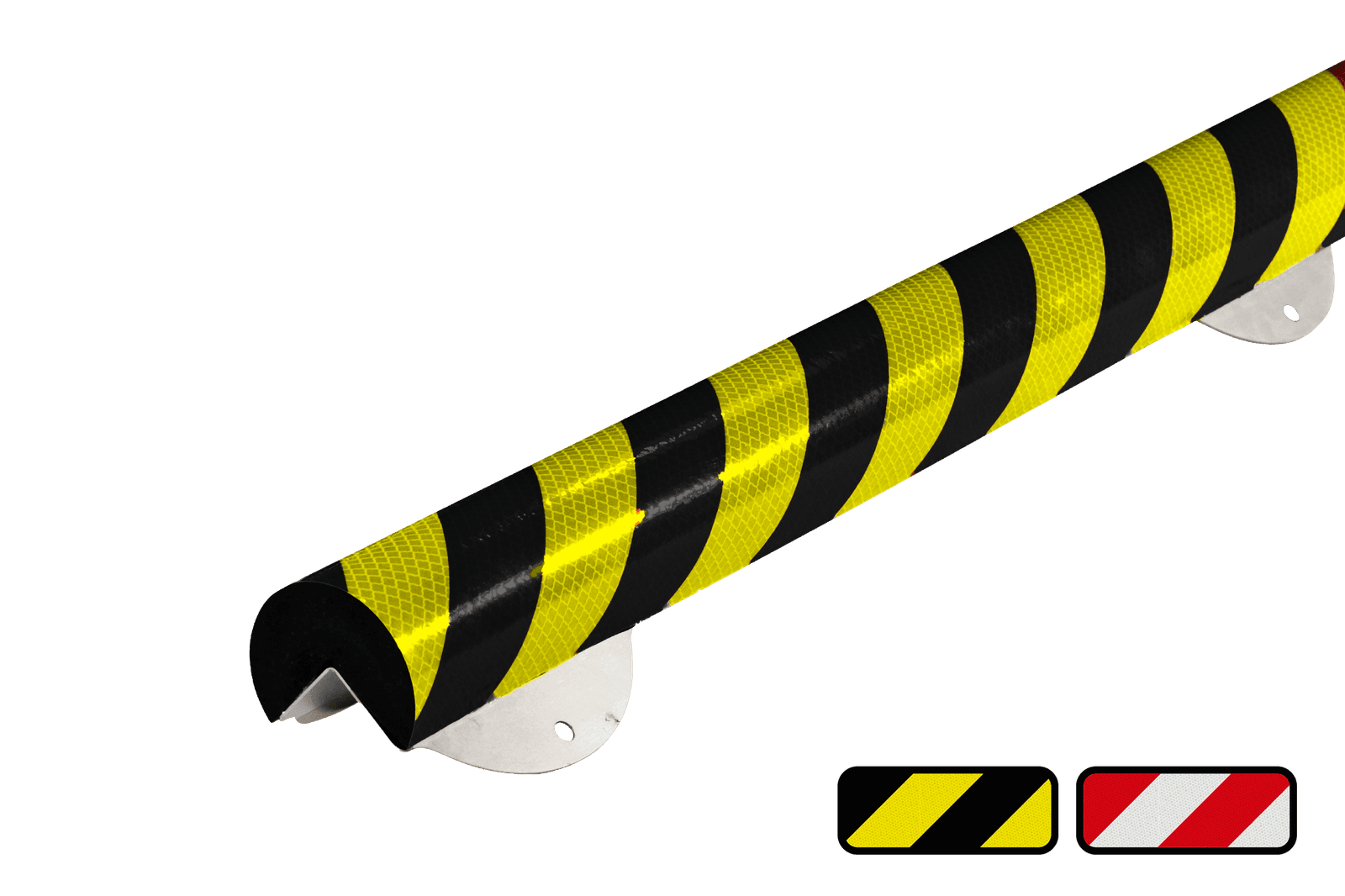 Protection d'angle en plastique Ø60mm - longueur 1 mètre - réfléchissant/vissable