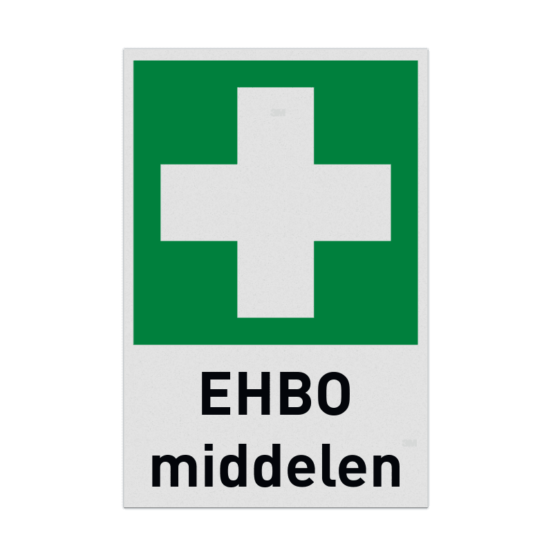 Reddingsbord met pictogram en tekst EHBO middelen
