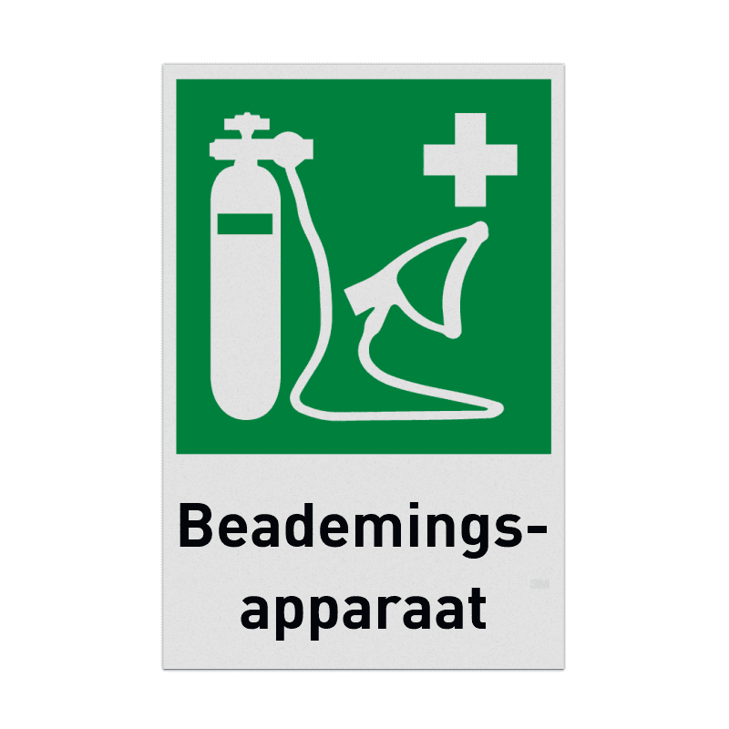 Reddingsbord met pictogram en tekst EHBO Beademingsapparaat