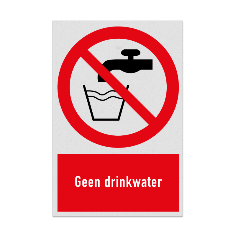 Verbodsbord met pictogram en tekst Geen drinkwater
