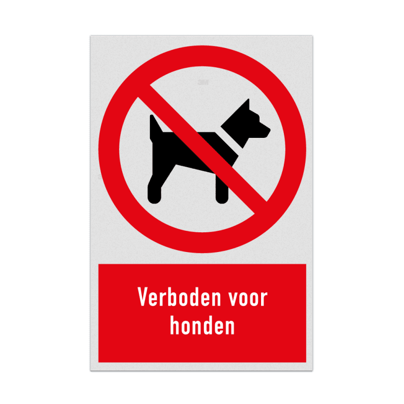 Verbodsbord met pictogram en tekst Verboden voor honden