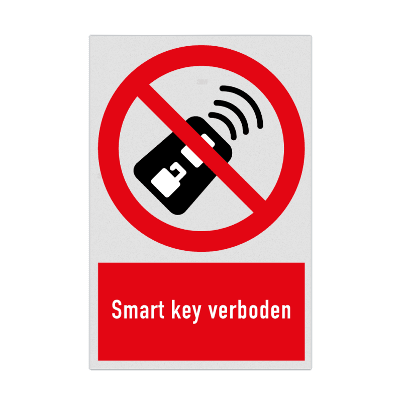 Verbodsbord met pictogram en tekst Smart Key verboden