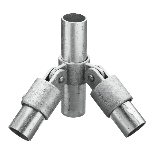 Coupleur double à charnière Ø48mm en acier - 90 degrés