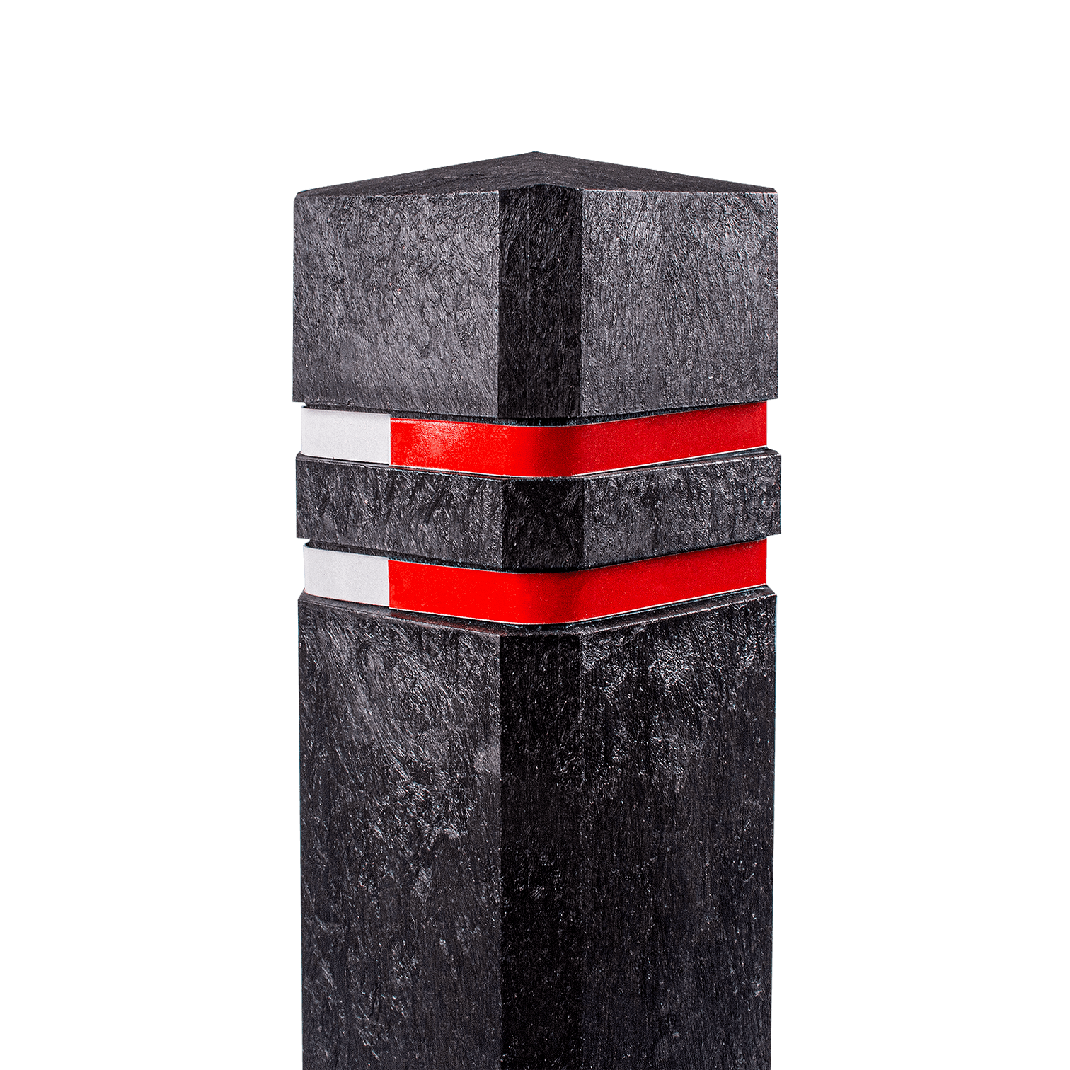 Leitpfosten Diamantkopf aus Recycling-Kunststoff + Rot/Weiß Reflektor