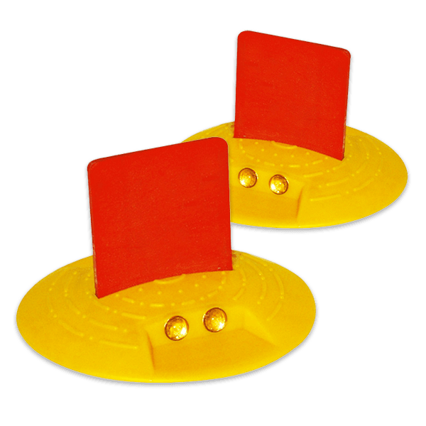 Markeernagel geel ø120mm rode flap - met reflectoren