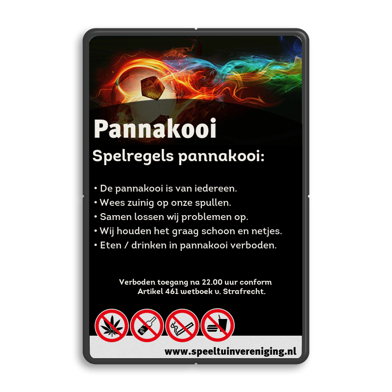 Spelregelbord Pannakooi + full colour opdruk