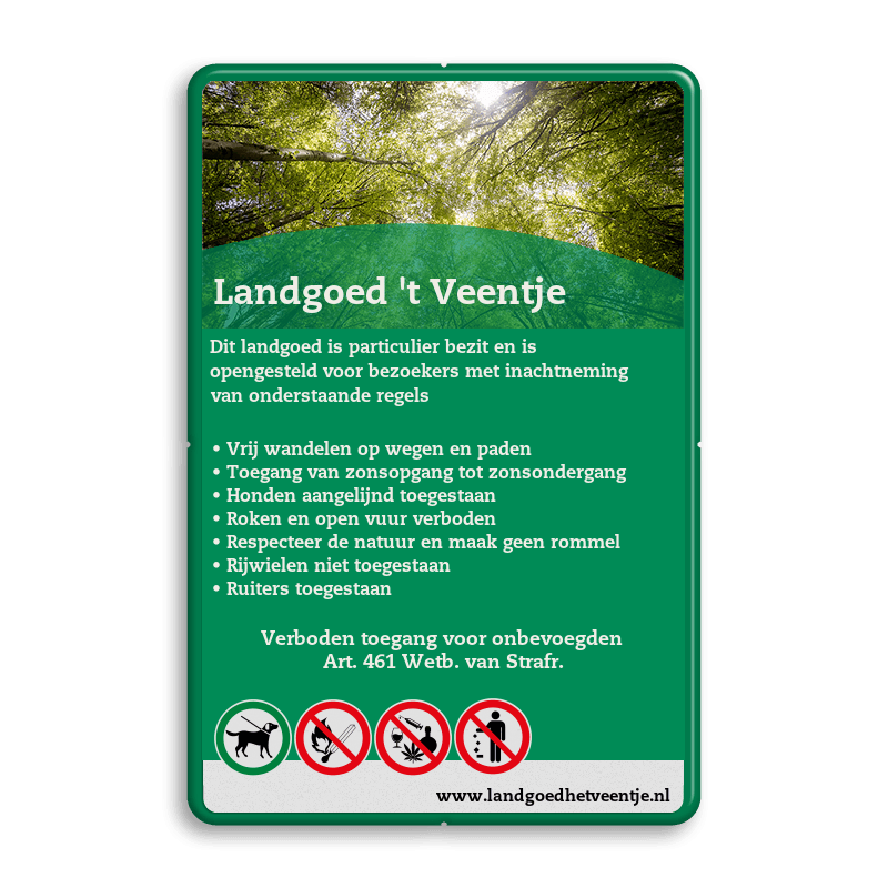 Toegangsbord Landgoed + full colour opdruk
