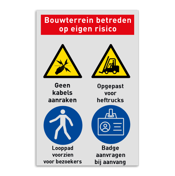 Terreinbord | Logo + 4 pictogrammen en tekst