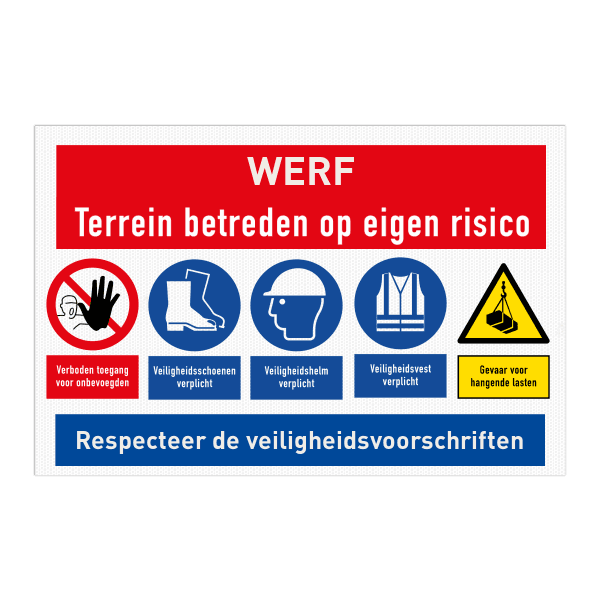 Werfbord met diverse PBM veiligheidsinstructies