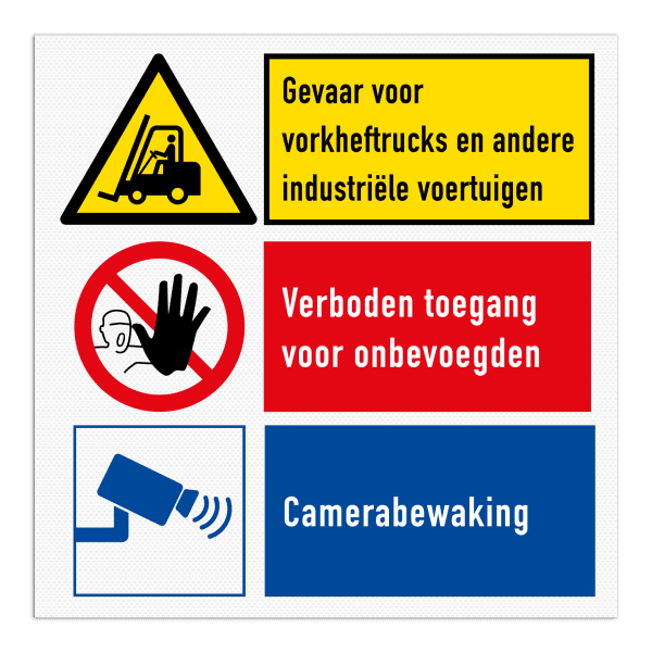 Veiligheidsbord voor magazijn - 3 pictogrammen