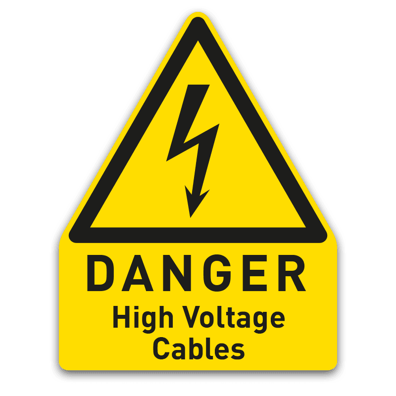 Waarschuwingssticker 80x100mm zelfklevend - High Voltage Cables