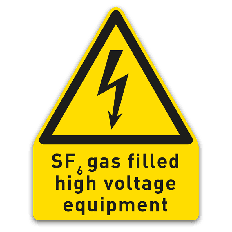 Waarschuwingssticker 80x100mm zelfklevend - SF6 gas