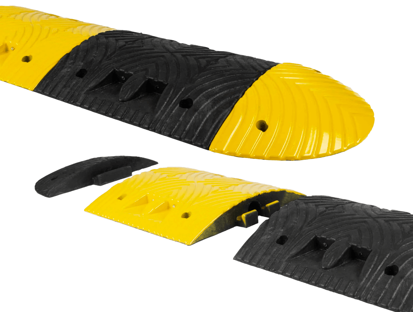 Ralentisseur en caoutchouc complet - 5-10km/h – 70mm hauteur – jaune/noir