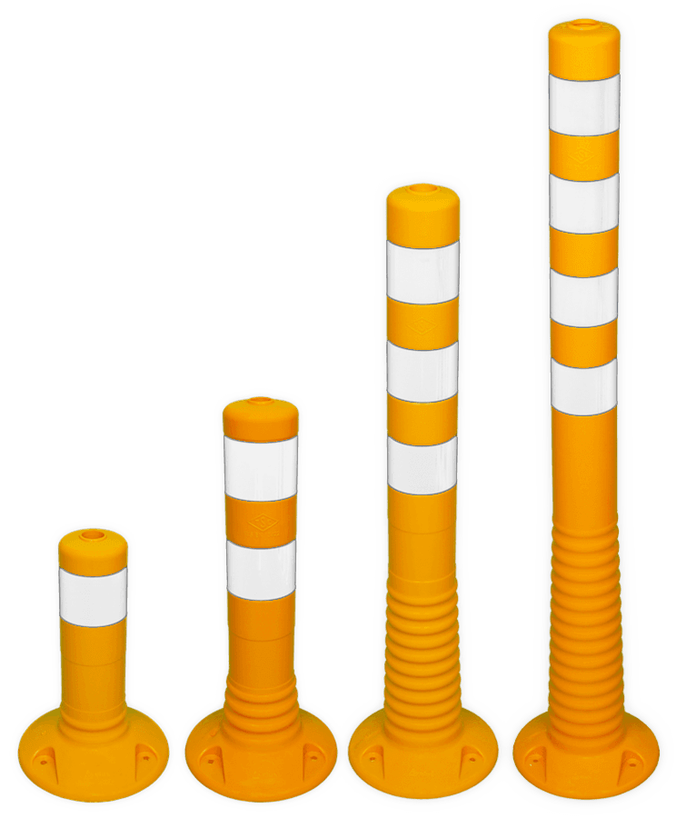 Absperrpfost Kunststoff Flexibel Ø80mm – Gelb/Weiß