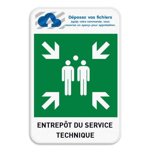 Panneau de lieu de rassemblement avec votre logo et votre texte