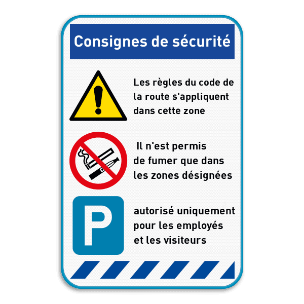 Panneau de sécurité | 3 symboles - texte - bannières
