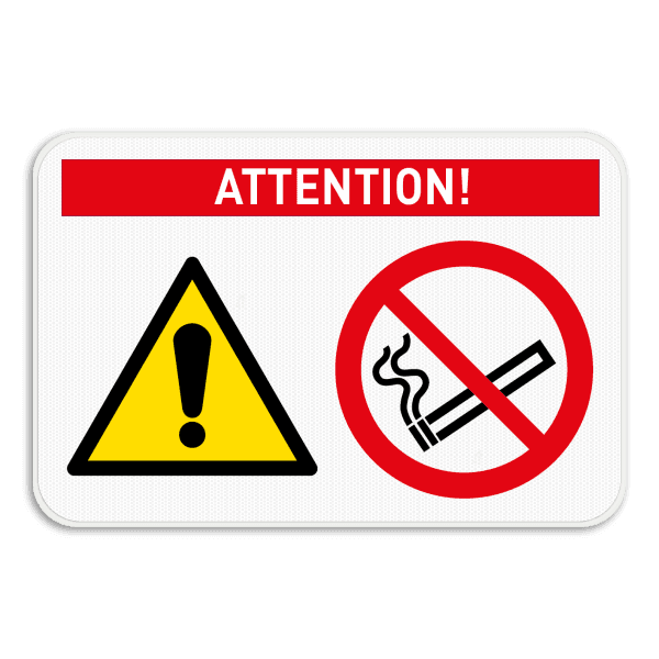 Panneau de sécurité avec 2 symboles et bannière