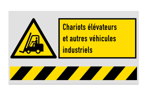 Panneau d'avertissement W014 - Chariots élévateurs + Bloc de texte