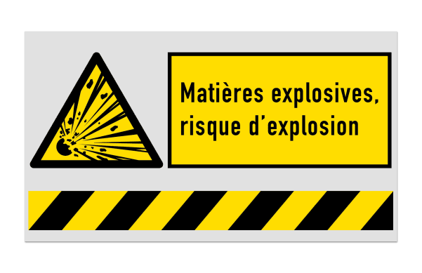 Panneau de sécurité - Risque d'explosion | 1 Pictogramme + bannière