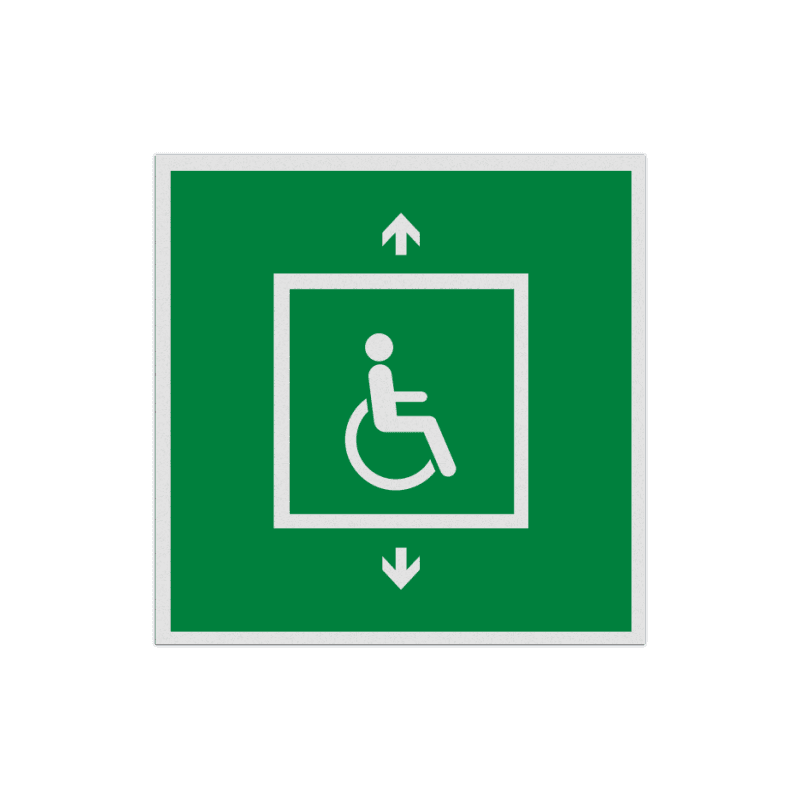 Veiligheidspictogram E030 - E070 - Evacuatielift voor mindervaliden - reflecterend