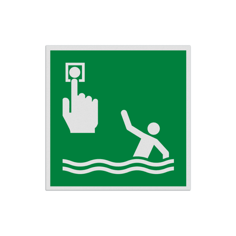 Veiligheidspictogram E069 - Melder persoon overboord - reflecterend