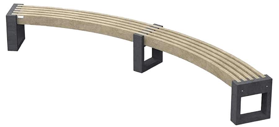 Banc public sans dossier - Bicolore - Modèle Canvas Arc