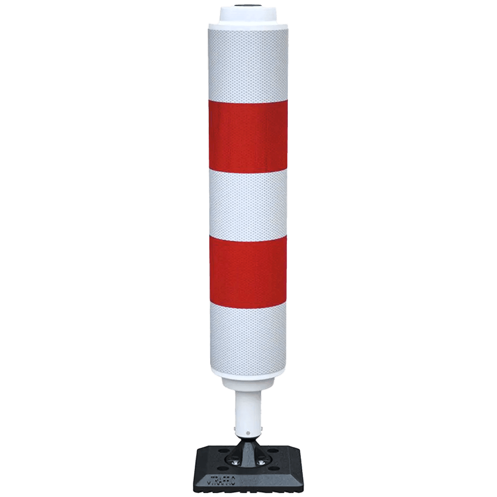 Verkeerszuil BB21 rood/wit Ø160mm - Veerpaal kunststof flexibel - reflecterend