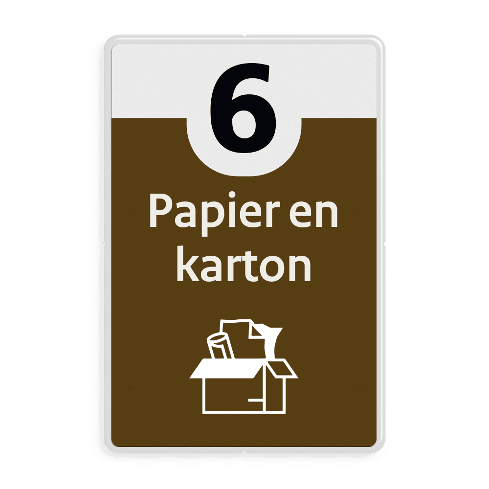 Informatiebord afval recycling - papier en karton - reflecterend