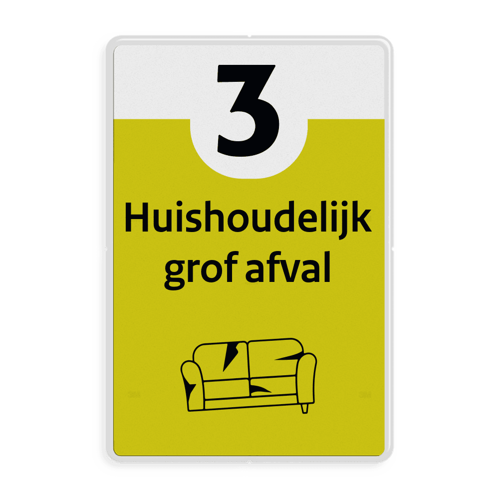Informatiebord afval recycling - grof huishoudelijk afval - reflecterend