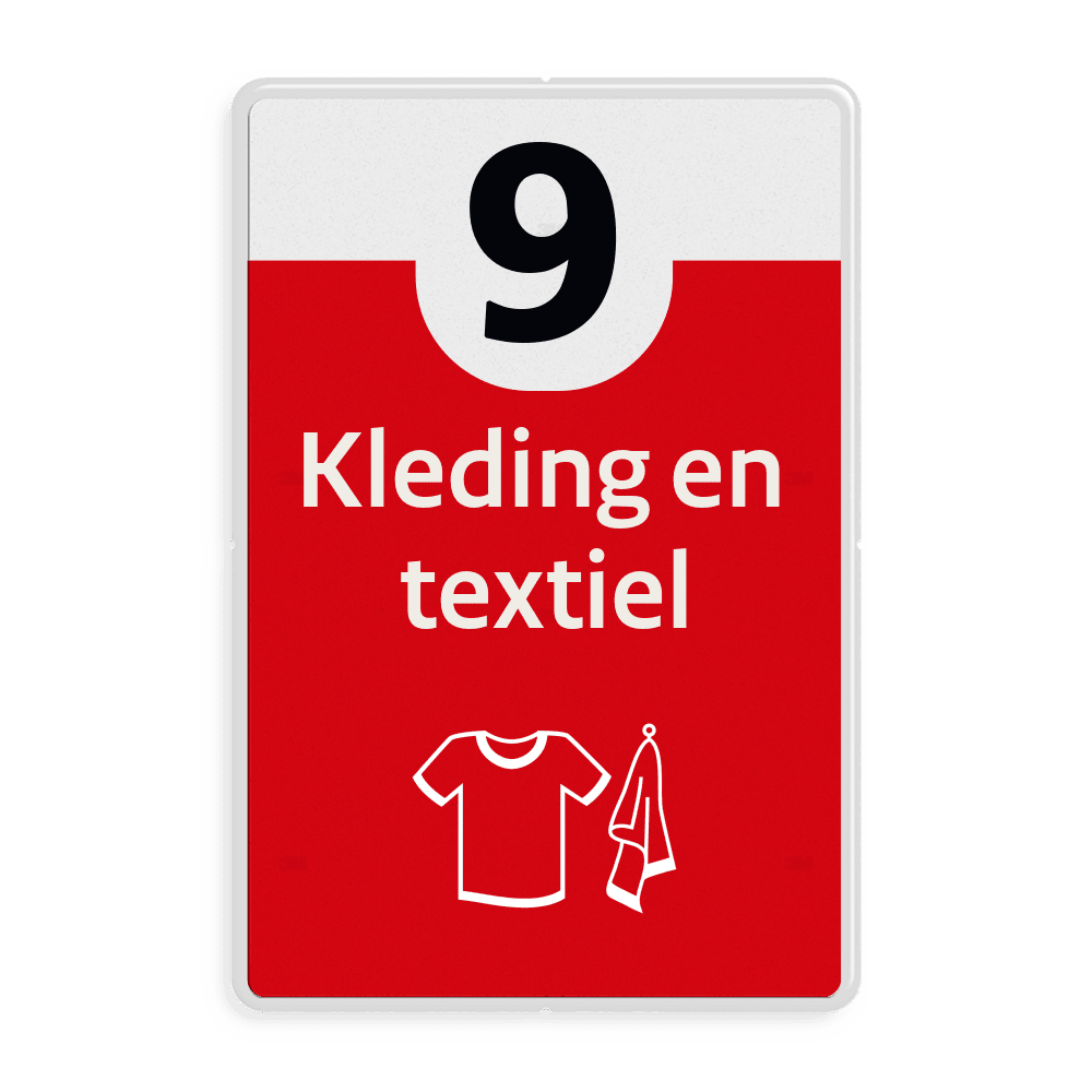 Informatiebord afval recycling - kleding en textiel - reflecterend