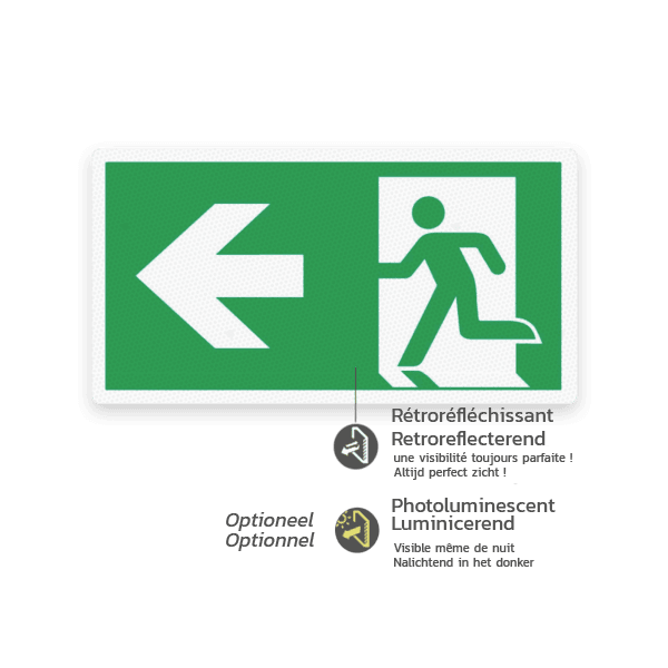 Panneau de sortie de secours | Standard ISO 7010 plat réfléchissant