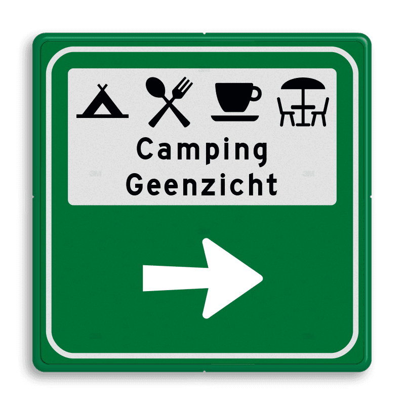 Informatiebord sanitairgebouw en afvalplaats + pijl - reflecterend