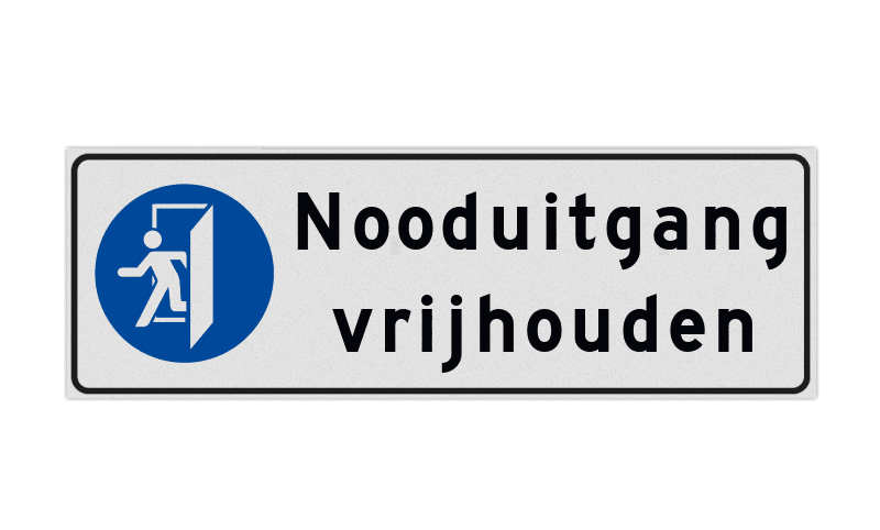 Bord vlak 300x100mm nooduitgang vrijhouden - reflecterend