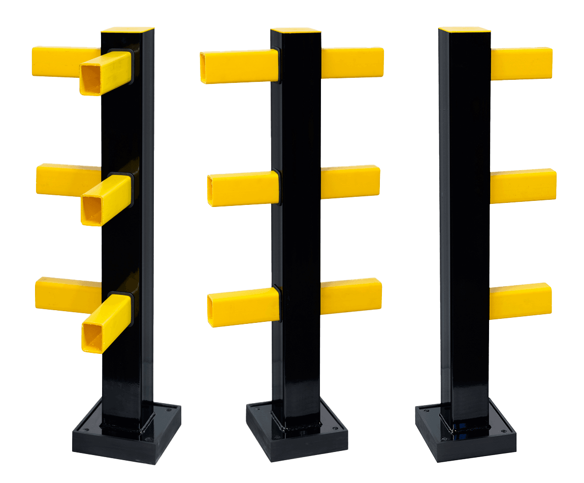 Veiligheidsrailing TS-1 magazijn staal flexibel - begin/einde/midden/hoek paal - bodemmontage