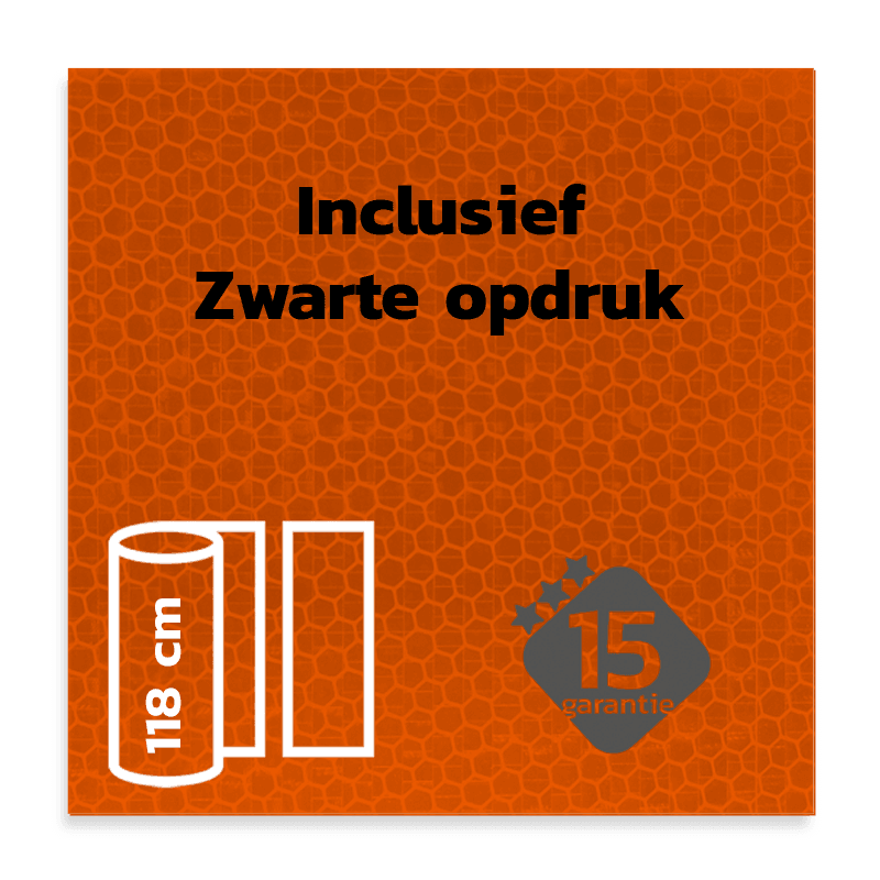 Reflecterende folie FLUOR Oranje met Zwarte print  klasse 3 T-7514
