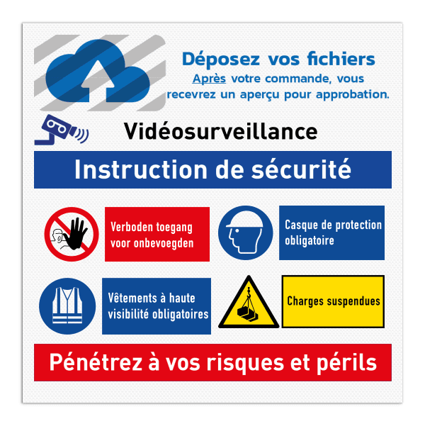 Panneau de sécurité pour chantier - Instruction de sécurité avec votre logo