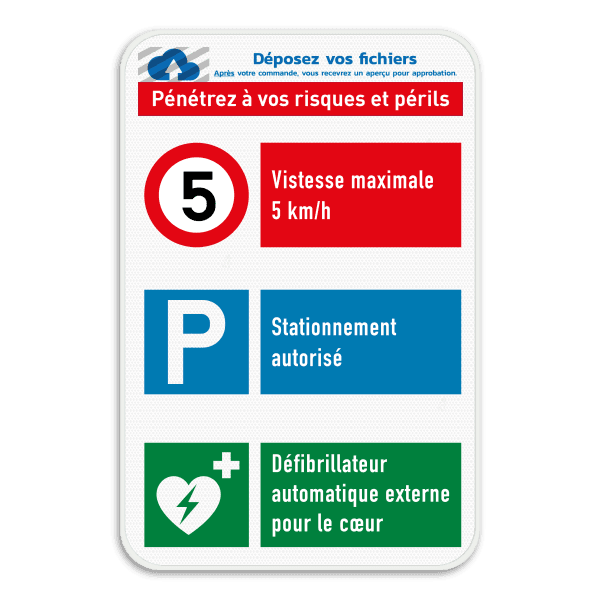 Panneau de sécurité de terrain avec 3 pictogrammes